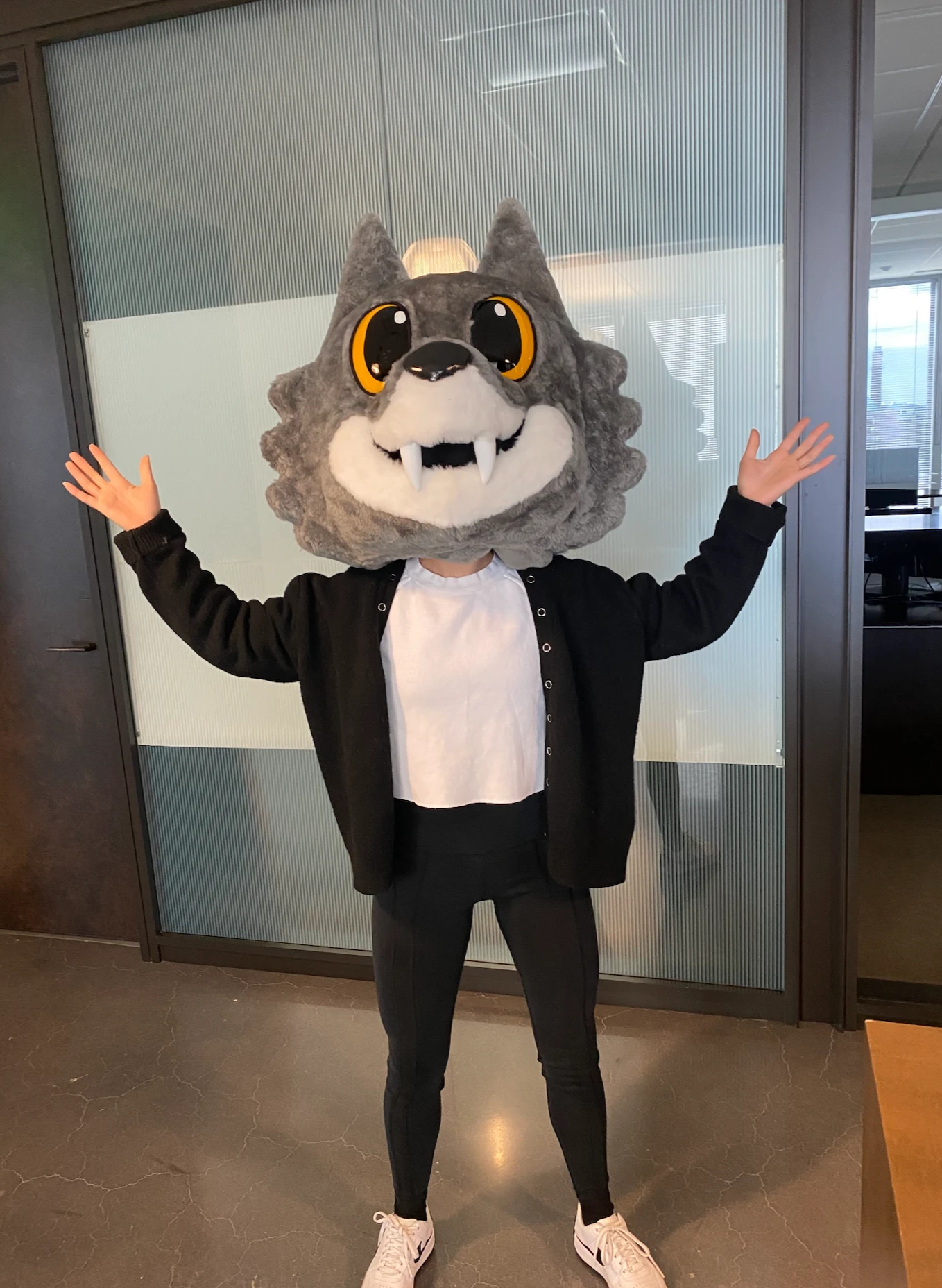 Wearing the Romolo mascot head at the club offices